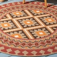 thumbnail image 4 of SAFAVIEH Veranda Magna Geometric Indoor/Outdoor Area Rug, Red/Natural, 8' x 8' Round, 4 of 6