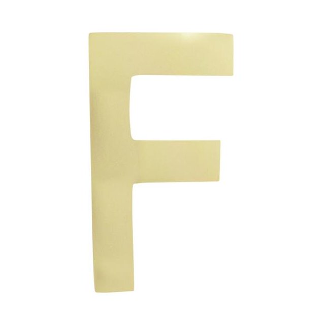 Architectural Mailboxes 3582PB-F 4 in. Brass Floating House Letter F, Polished Brass