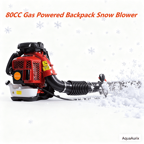 AquaAurix Gas Backpack Leaf Blower, 80CC 2-Cycle 900CFM Air Volume 2.3L Leaf Blower Snow Blower for Lawn Care Yard Snow Blowing Dust