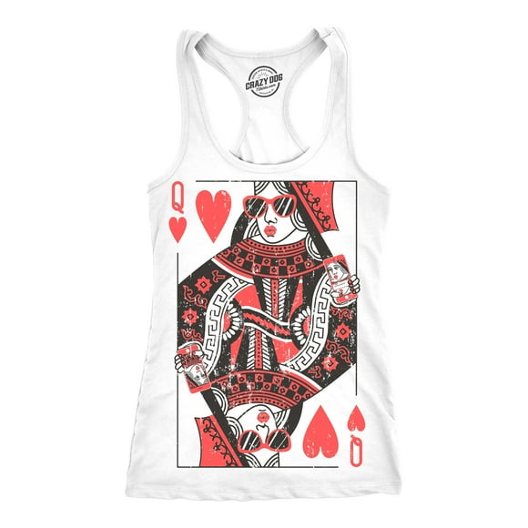 Womens Tank Queen Of Hearts Tanktop Funny Vintage Graphic Cute T shirt Ladies (White) - S