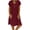 Wine, variant on Qiopertar Linen Dress for Women Summer Casual V-Neck Short Sleeve Solid Knee-Length Pullover Loose Comfy Fashion Beach Travel Boho Dress, Light Blue XXL