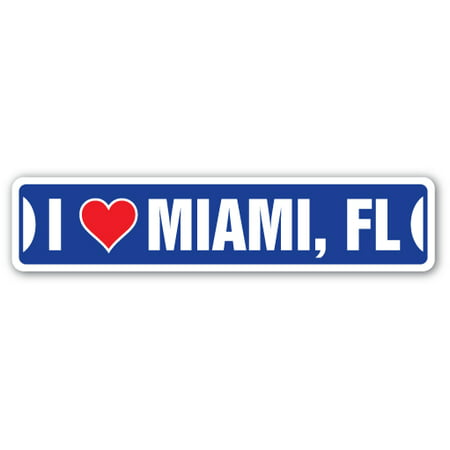 I LOVE MIAMI, FLORIDA Street Sign fl city state us wall road décor (Best Places To See In Miami Florida)