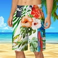 thumbnail image 3 of Owordtank Mens Beach Vacation Bermuda Shorts Drawstring Elastic Waist Flat Front Shorts with Pockets, 3 of 5