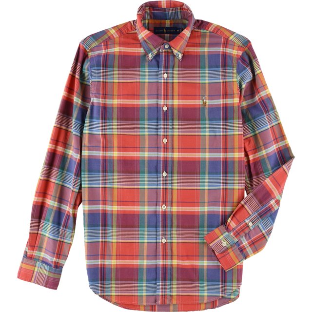 Ralph Lauren - Camisa a cuadros para hombre, color rojo, mediano