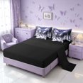thumbnail image 4 of Homewish Glowing Butterfly Twin Bedding for Girls, Bling Stars Diamonds Bedding Comforter Set, Blue White, Black Reversible, 7-Piece, 4 of 7