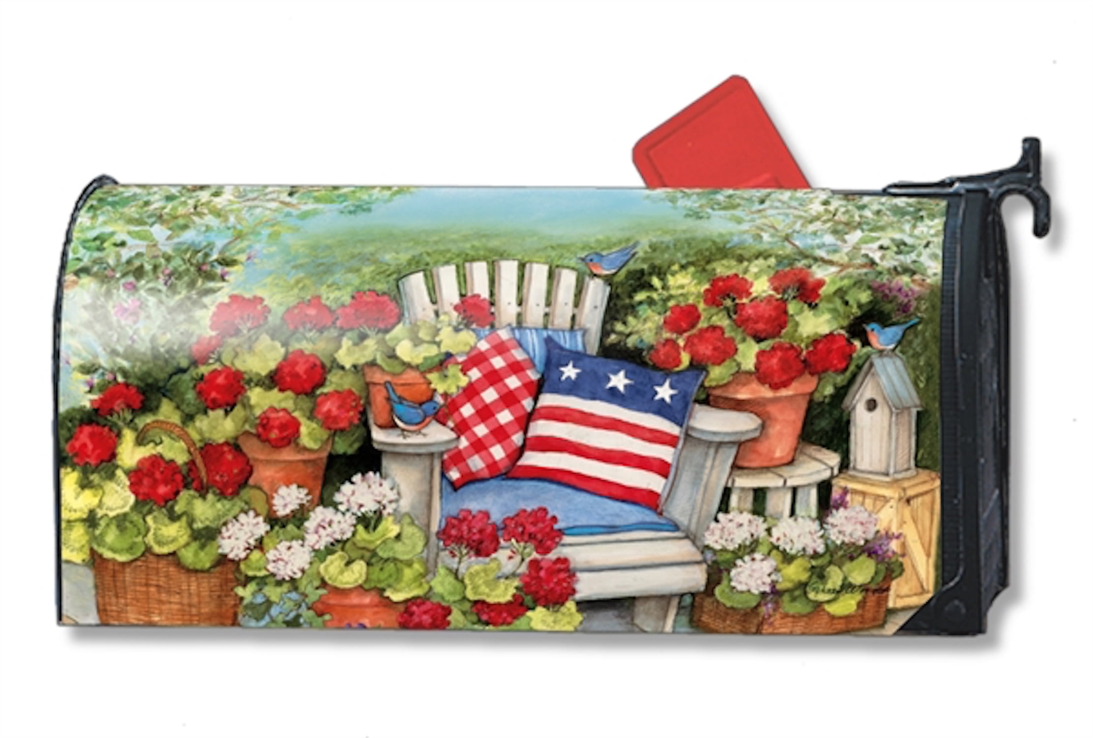 Patriotic Pillows Large Summer Mailbox Cover Floral Oversized MailWraps