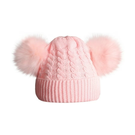 

QYZEU Cap for Winter Kids Girls Snow Hat Wool Hat Keep Winter Knitting Hemming Ball Hiarball Childrens Warm Baby Kids Hat