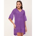 thumbnail image 2 of Moomaya Shift Dresses For Women, Tiered Bell Sleeves, V-Neck Short Solid Color Dress, 2 of 8