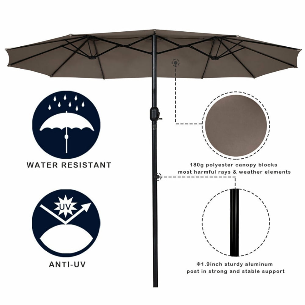 Aimee Lii 15 Feet Double-Sided Outdoor Patio Umbrella with Crank without Base, Outdoor Umbrellas for Patio, Beige