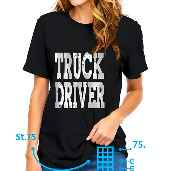 Cotton Short Sleeve T-Shirt for Women - Bold " TRUCK DRIVER " Print Casual Fit Perfect for Trucking Enthusiasts