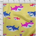 thumbnail image 3 of oneOone Polyester Spandex Yellow Fabric Shark Print Kids Sewing Material Print Fabric By The Yard 56 Inch Wide, 3 of 6