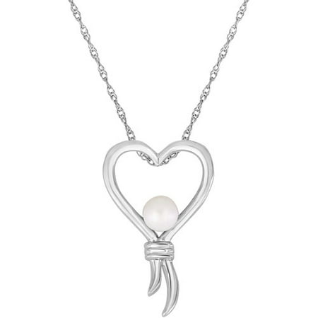 Knots of Love Sterling Silver Pearl Heart Pendant, 18