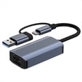 thumbnail image 1 of Adaptador Ethernet Gigabit USB Tipo-C para Transferencia de Datos de 1000 Mbps, RJ45, para Disco Duro Portátil, Consola de Juegos, 1 of 5