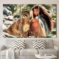thumbnail image 3 of Lion Art Canvas, American Woman Artwork, Native Woman Poster, Native Woman And Big Cat, Indian Woman Printed, Woman And Lion Art Canvas, Canvas Wall Decor - Natural Framed, 3 of 9