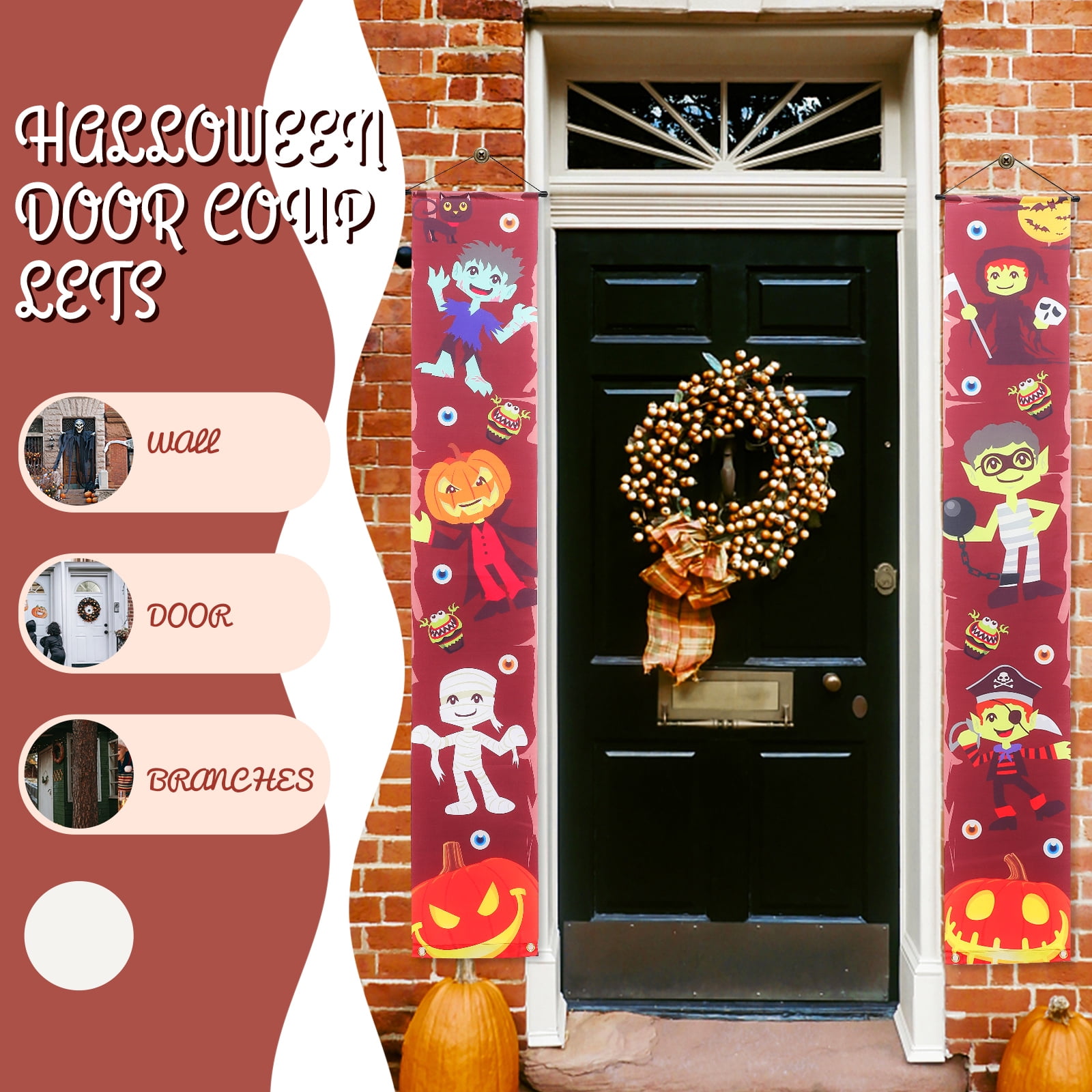 Halloween flags 2pcs Halloween Door Couplets Halloweenthemed Banners