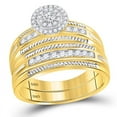 thumbnail image 2 of Solid 14K Yellow Gold His and Hers Trio Three Rings Set Real Natural Diamond Solitaire Matching Rings Wedding Band Set 1-1/2 Carat ( 1.46 Cttw ) - (L = 8, M = 8), 2 of 7