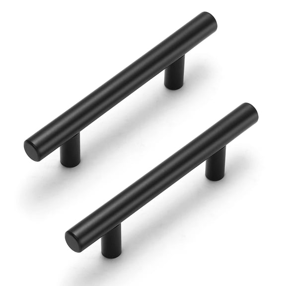 6 Pack 3" Hole Centers Cabinet Handles Matte Black Cabinet Pulls Stainless Steel