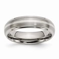 thumbnail image 1 of 6 mm Titanium Ridged Edge, Sterling Silver Inlay Brushed & Polished Band - Size 12, 1 of 1