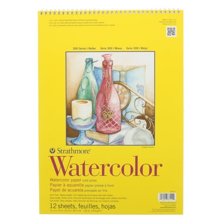 - Strathmore Watercolor Paper Pad, 300 Series, 11in x 15in, Tape-Bound