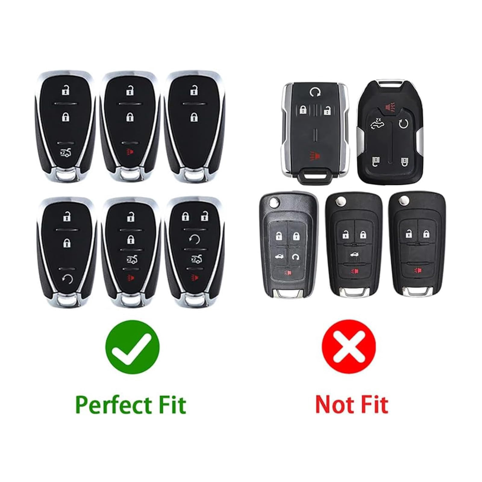 Key Cover Case Fit for Chevy, Zinc Alloy Smart Key Fob Case Holder Shell Compatible for Chevrolet Equinox Malibu Traverse Blazer Camaro Impala Cruze Volt Bolt Sonic Trax Tahoe