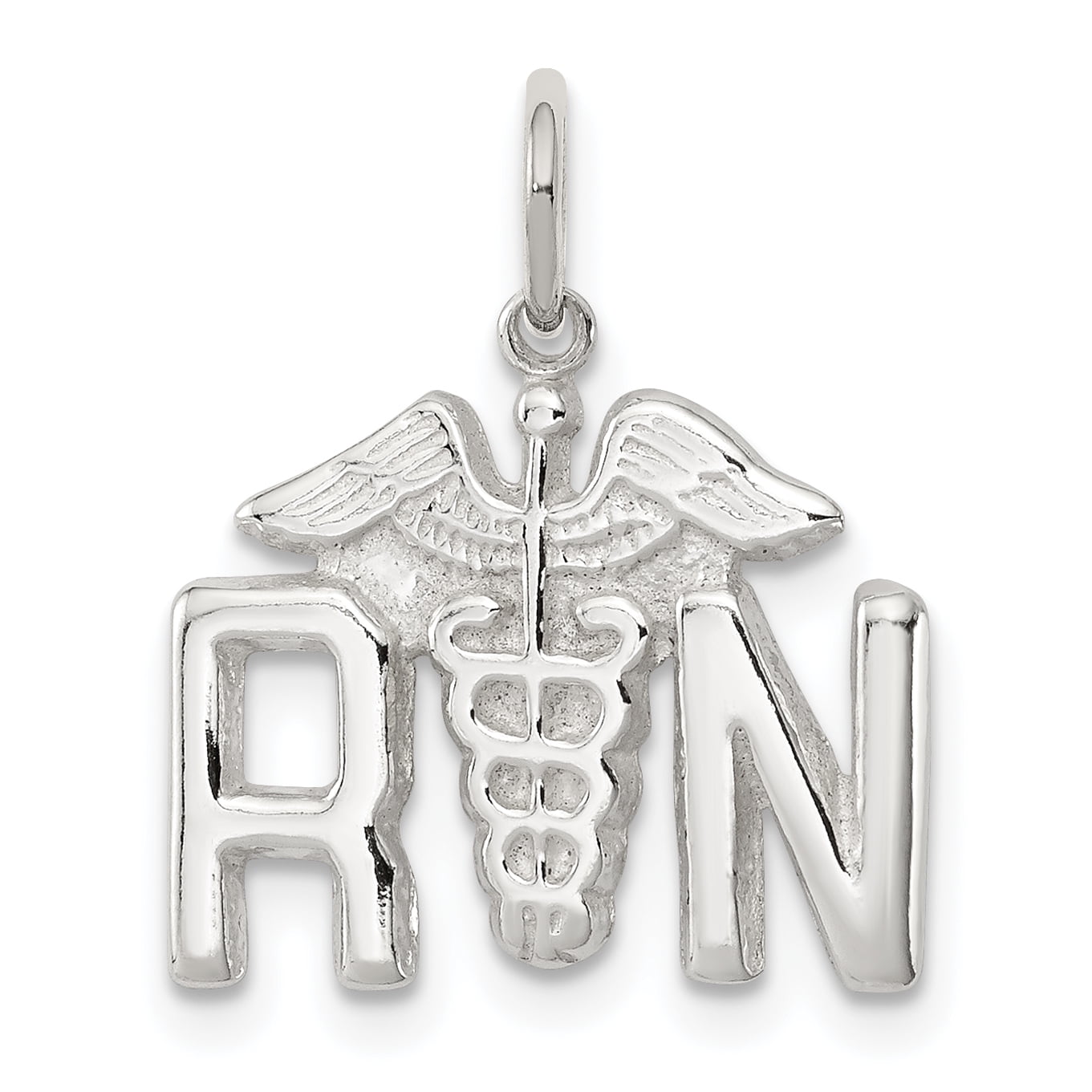 RN Registered Nurse Caduceus Earrings Oxidized Matte Silver Medical Symbol 
