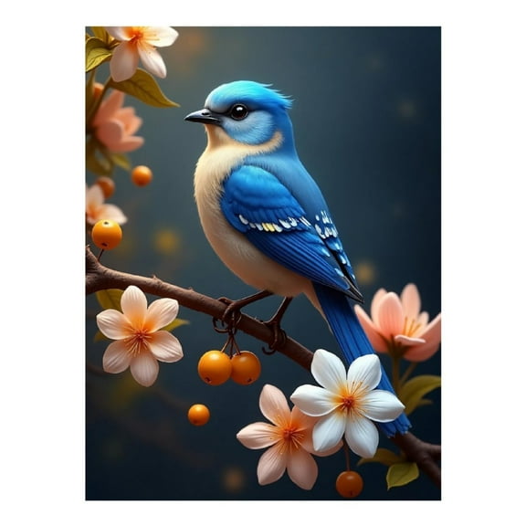 Diamond Art Kit for Adults, Flower Bluebird Print No.29 Diamond Painting for Adults Beginners, 5D DIY Diamond Art Painting Kits, Colorful Diamond Painting Craft for Home Decor 12x16