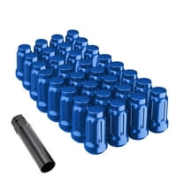 6pt spline Lug Nut, Blue 12X1.5 Closed End Hex 3/4 Inch 19mm Corn Seat Lug Nuts 1.38" Length with with 2 Spline Key/Socket Wheel Nuts Wholesale Set of 100, 100 2