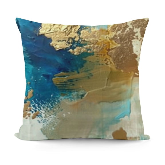 YINGXI Pillow Covers Pillow Cases Teal Blue and Gold Decorative Cushion Covers for Sofa Couch 12x12in