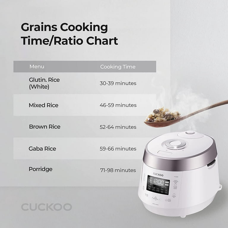 CUCKOO CRP-JHR1009F, 10-Cup (Uncooked) Induction Heating Pressure Rice  Cooker, 19 Menu Options, Auto-Clean, Voice Guide, Made in Korea