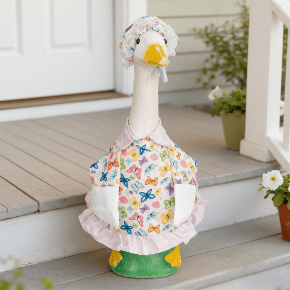23In Porch Pet Goose Clothing Set Spring Butterfly Costume for Garden Ornaments and Outdoor Yard Patio Decoration