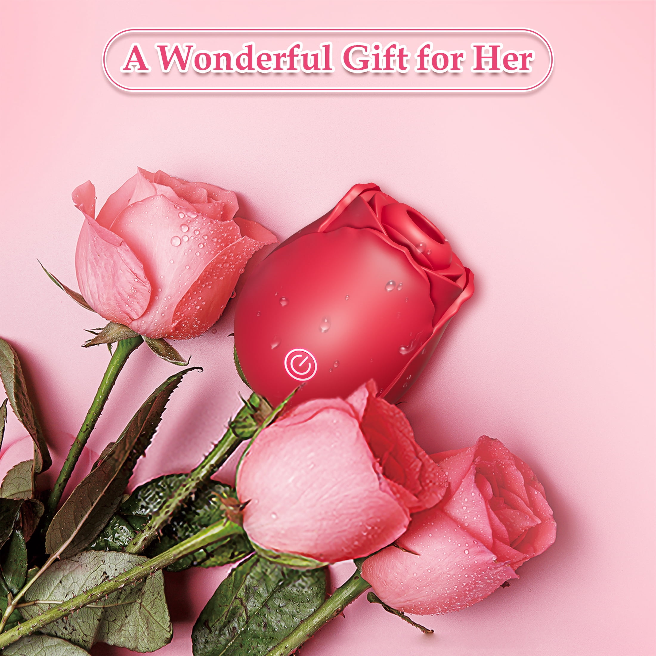 NCTTRP Rose Sex Toy for Women, Rose Toy Sucking Vibrator with 10 Mind-Blowing Modes, Clitoral Vibrator for Female, Red