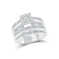 thumbnail image 2 of Solid 925 Sterling Silver His and Hers Round Diamond Solitaire Matching Couple Three Rings Bridal Engagement Ring Wedding Bands Set 1/4 Ct. - (L = 5, M = 11), 2 of 5