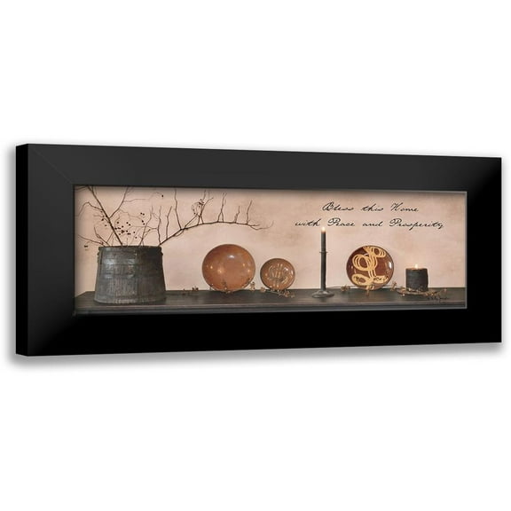 Jacobs, Billy 14x7 Black Modern Framed Museum Art Print Titled - Bless This Home with Peace and Prosperity