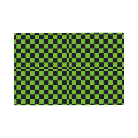 

Placemats Set of 4 black green checkered Chessboard Heat Resistant Non - Slip Place mats Waterproof table mat for Kitchen Dining-4片装