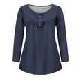 thumbnail image 4 of Usmixi Winter Womens Tunic Tops Henley Shirts for Women Fashion Button up Flowy Pleated Swing Lightweight Pullover Tunic Tops Trendy Solid Long Sleeve Tunic Tops Tops, 4 of 5