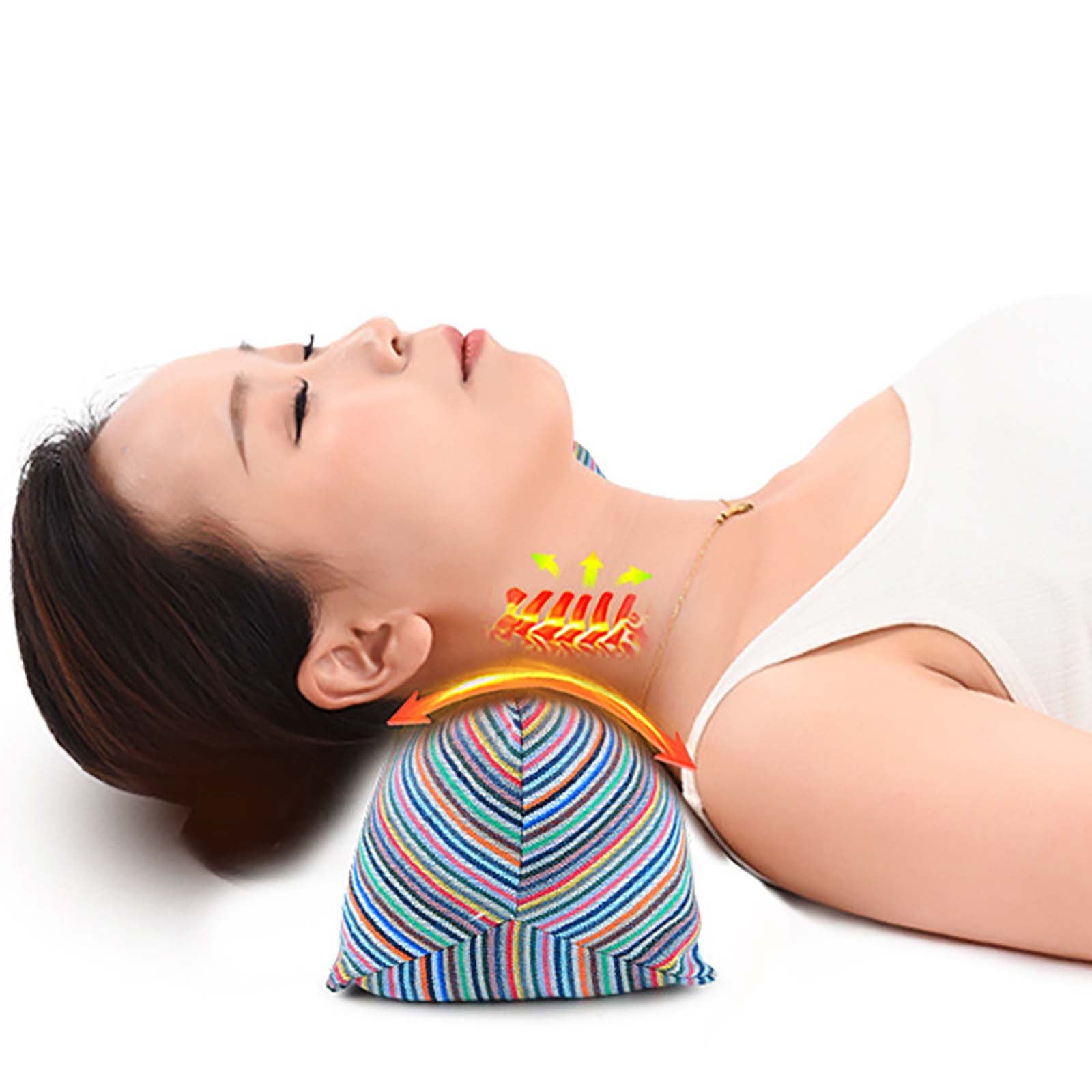LHNFT Ergonomic Cervical Neck Pillow, Contoured Trapezoid Neck Support Pillow for Neck Pain Relief, Soft Breathable Striped Pillow for Sleeping & Neck Stretching