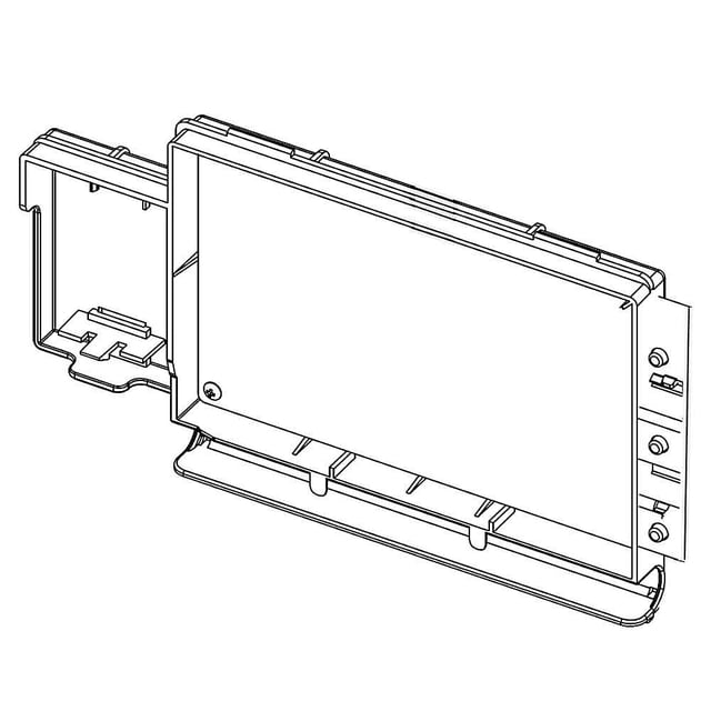 placa de control para lavadora samsung dc92-01803l pieza oem placa de control electrónica rectangular DC92-01803L con carcasa plástica, conectores laterales y orificios de montaje, vista 3/4 frontal sobre fondo blanco; diseñada para reemplazo por técnico y suele usarse para reparar funciones de llenado, lavado, drenaje y centrifugado.