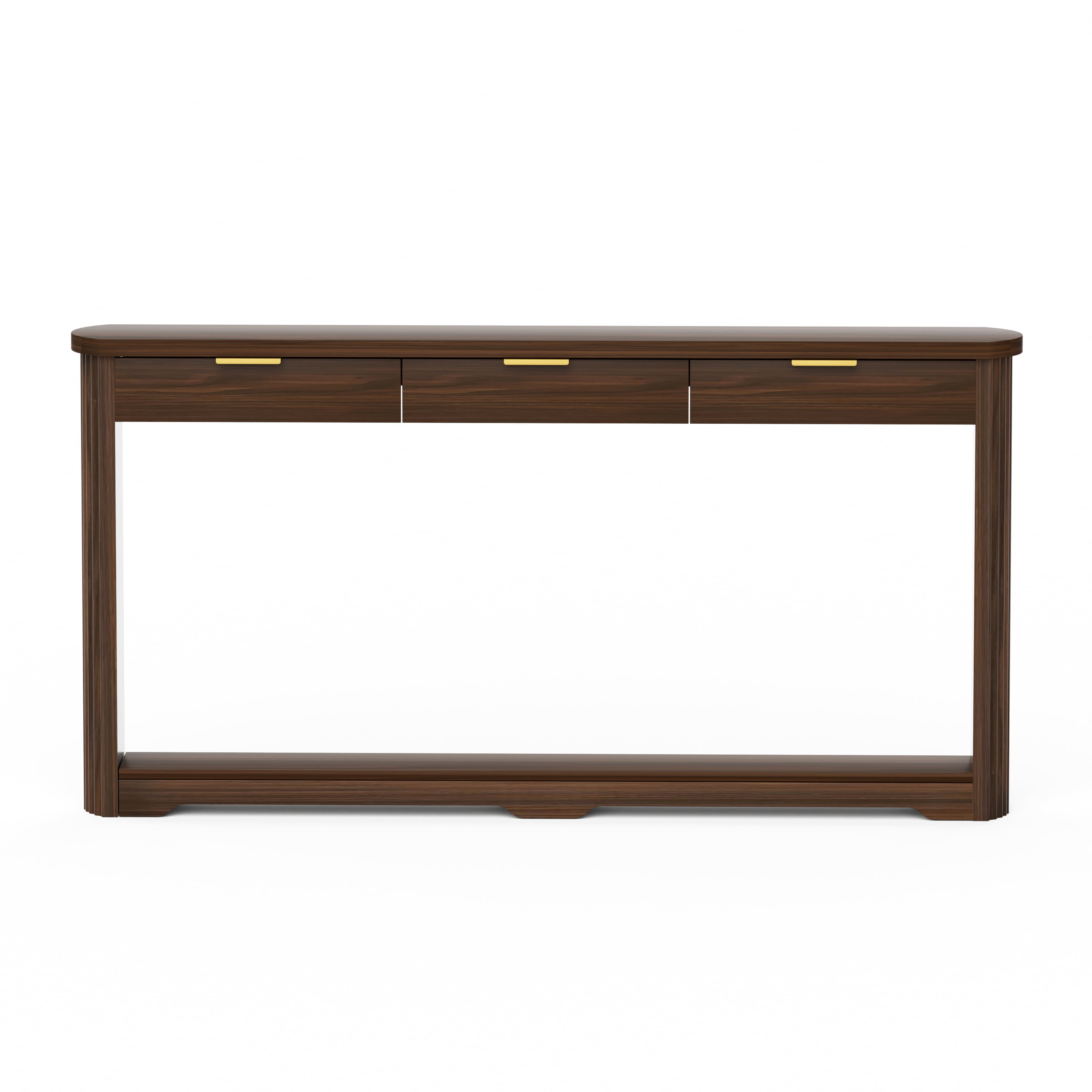 70.1" Wavy-Patterned Storage Table With Drawers, A Slim Wooden Side Table That Can Be Placed Behind A Sofa, Ideal For Entryways, Hallways, And Doorways