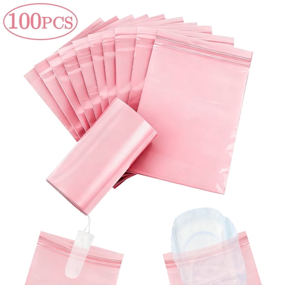 Sanitary Napkin Disposal Bags, 100 Pcs Pink Feminine Sanitary Napkin Storage Bag, Sealed Opaque for Privacy, Block Odors