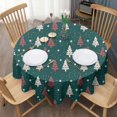thumbnail image 3 of Dark Green Christmas Tree Pattern Round Tablecloth 60"x60",Wrinkle Wipeable Table Cloth for Kitchen Dining Room Picnic Patio Party, 3 of 6