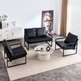 thumbnail image 4 of BSHTI Stylish Two-Seater Sofa Chair with 2 Pillows-Comfortable PU Leather,High-Density Foam - Modern Design,Easy to Clean-Sturdy Metal Frame-Perfect for Cozy Living Spaces,Black, 4 of 24