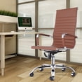 thumbnail image 6 of Office Chair, Ergonomic Office Chair with PU Leather & Iron Frame, High Back Chair, Brown, 6 of 7