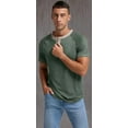 thumbnail image 6 of JWD Classic henley style Four button henley closure, Mens Henley Short Sleeve T-Shirt Cotton Casual Shirt Mens ShirtsSummer Daily T-Shirts Green L, 6 of 7