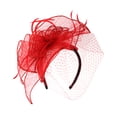 thumbnail image 3 of NYFASHION101 Cocktail Formal Party Face Veil Floral Mesh Fascinator Headband, Red, 3 of 4