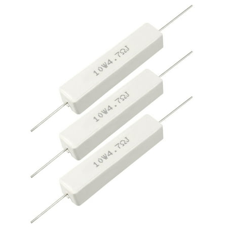 - 10W 4.7 Ohm Power Resistor Ceramic Cement Resistor Axial 3 Pcs White