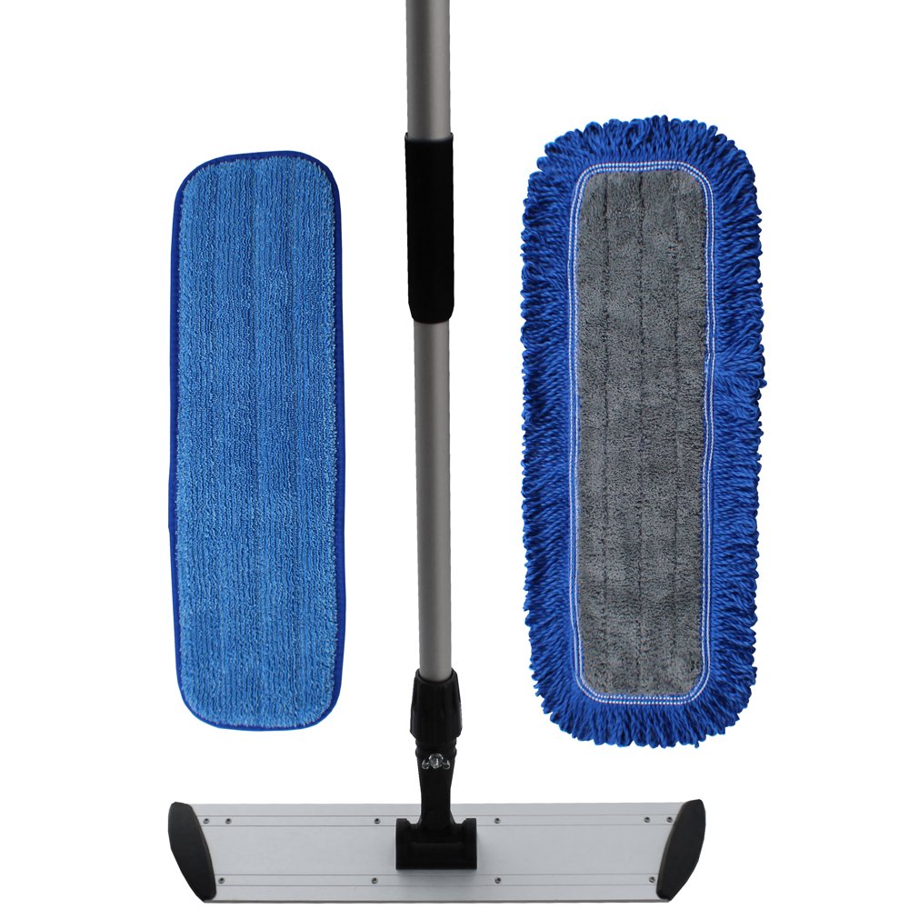 Microfiber Mop Kit 24" Premium mop pads, flat frame & telescopic