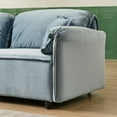 thumbnail image 5 of Luxury Modern Sofa in Velvet, Loveseat Sofa Couch with Backrests and Pillows,  Comfy Upholstered Furniture with Solid Wood Frame for Living Room, Apartment, Studio,  Light Blue, 5 of 7