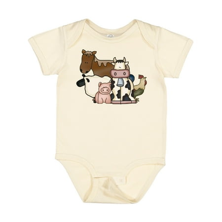 

Inktastic Cute Horse Sheep Cow Pig and Rooster Farm Animals Gift Baby Boy or Baby Girl Bodysuit