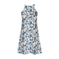 thumbnail image 4 of Wycnly Dresses for Women 2024 Beach Off Shoulder Halter Tunic Tank Short Dresses Sleeveless Round Neck Floral Print Summer Mini Formal Dress Light Blue l Under $5, 4 of 6