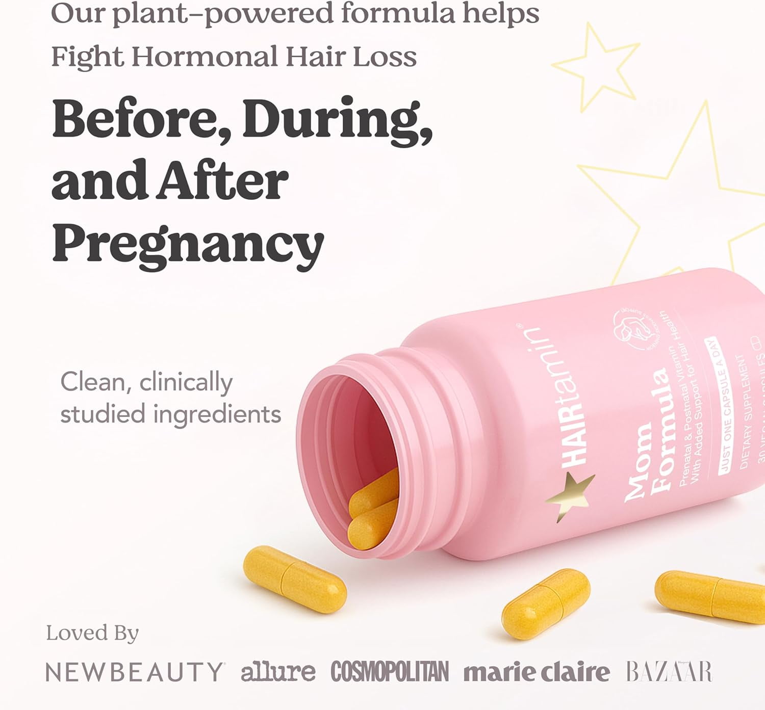 HAIRtamin MOM – Prenatal & Postnatal Hair Growth and Wellness Support Supplement – 30 Capsules (1-Month Supply)